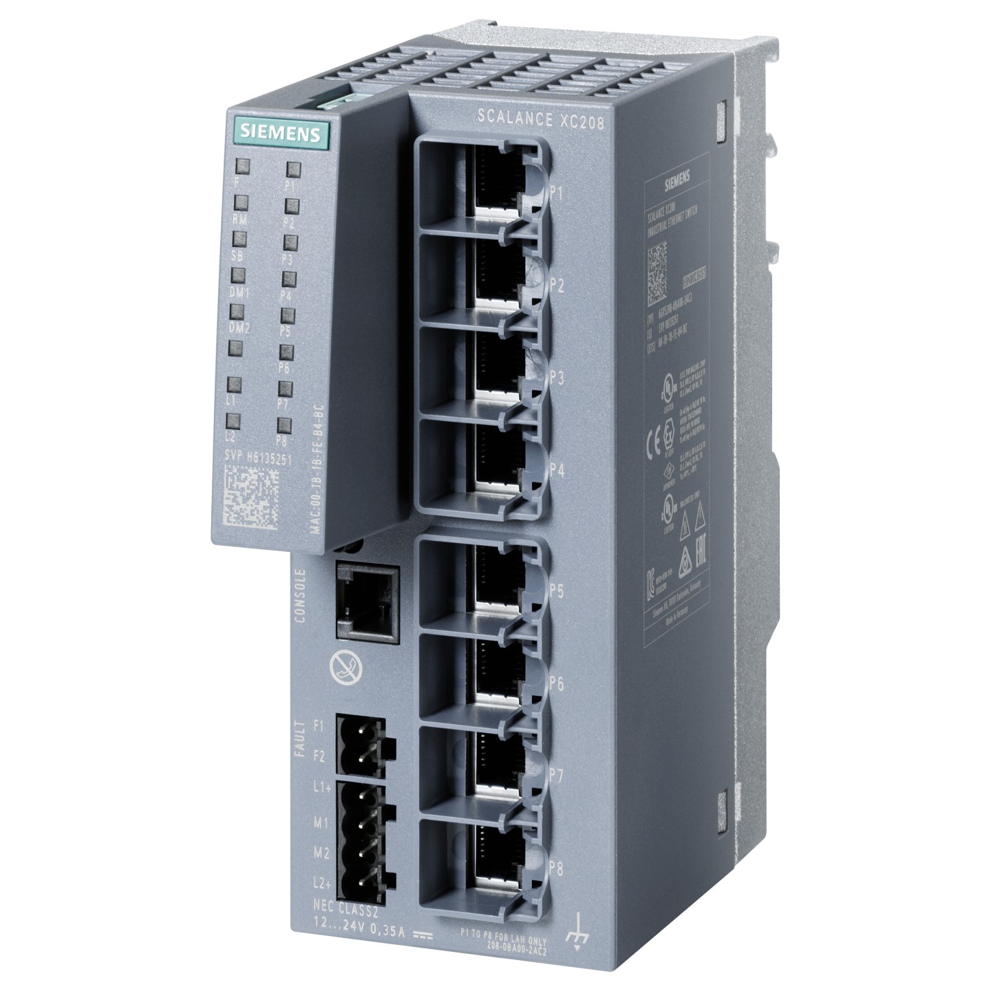 Siemens SIEM 6GK5208-0BA00-2AC2 SCALANCE XC208 manageable Layer 2 IE Switch 8x - Switch - WLAN
