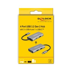 DELOCK Externer USB 3.2 Gen 2 USB Type-C Hub mit 3 x USB Typ-A und 1 x USB Type-C — Buy in Cyprus with Fast Delivery