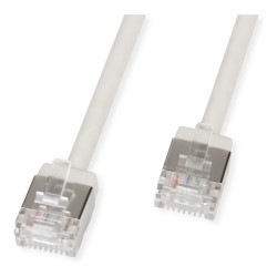 ROLINE U FTP DataCenter Patchkabel Cat.6A (Class EA). LSOH. slim. extra kurzer Stecker. grau. 2 m