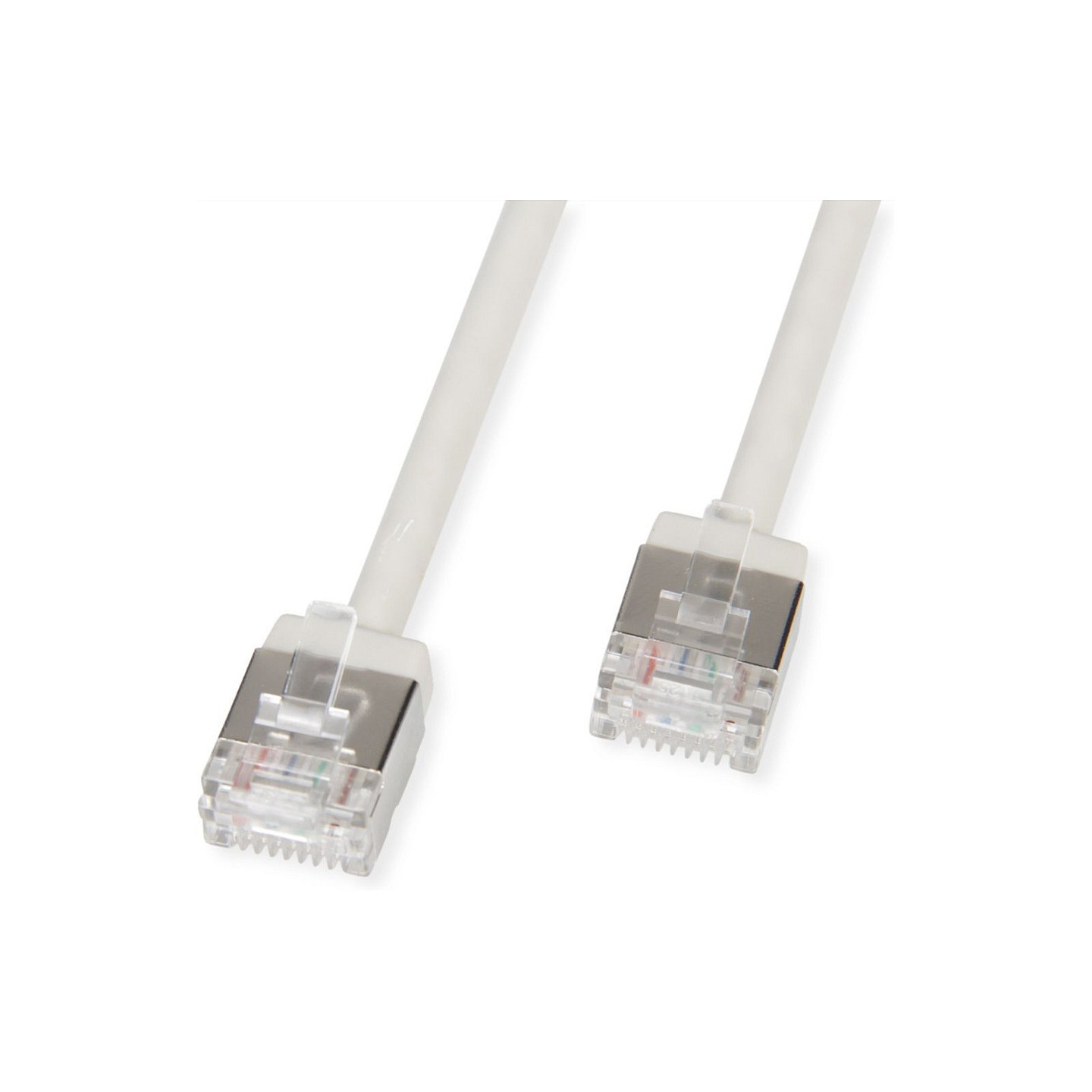 ROLINE U FTP DataCenter Patchkabel Cat.6A (Class EA). LSOH. slim. extra kurzer Stecker. grau. 2 m
