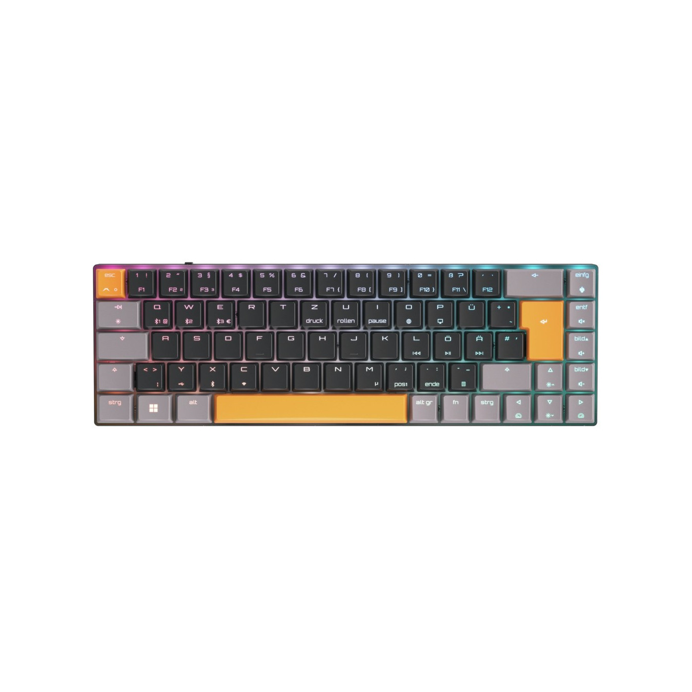 CHERRY MX-LP 2.1 Compact Wireless 65% Mechanical Keyboard - QWERTZ (German), Black, RGB, 2.4 GHz + Bluetooth 5.2