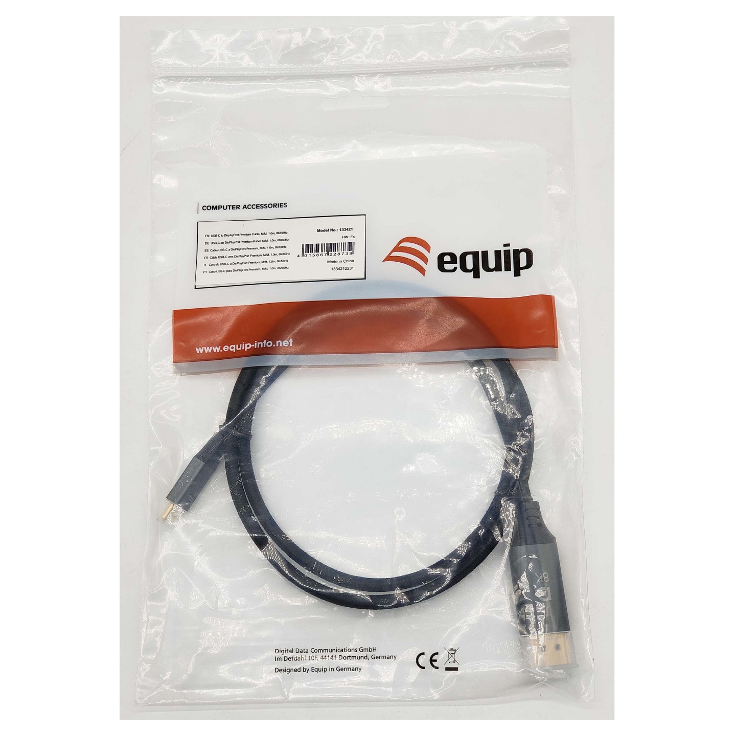 Equip Adapter USB-C - to DisplayPort 8K60Hz 1.00m sw — Buy in Cyprus with Fast Delivery