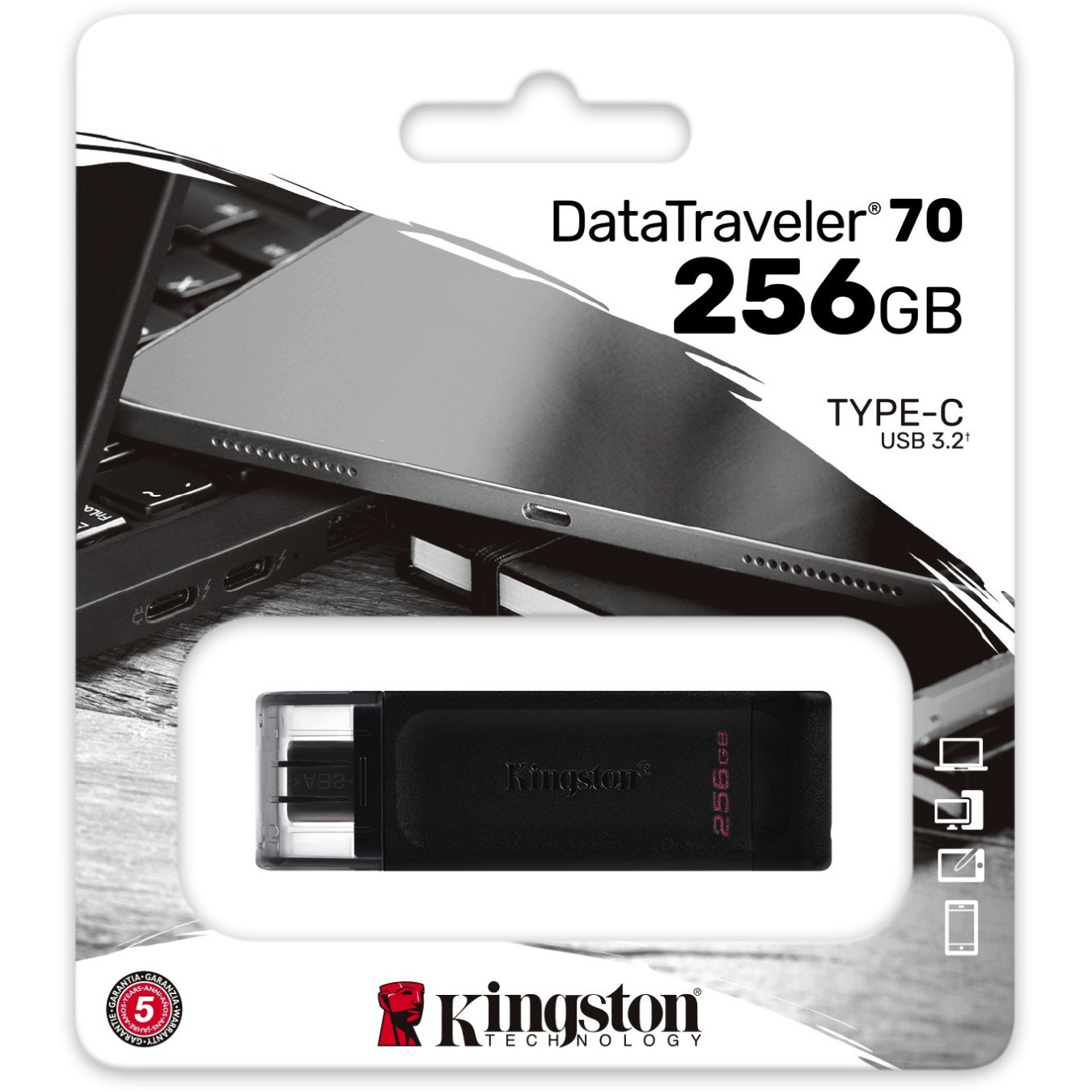 Kingston DataTraveler DT70 - 256GB USB-C 3.2 Gen 1 - Black — Buy in Cyprus with Fast Delivery