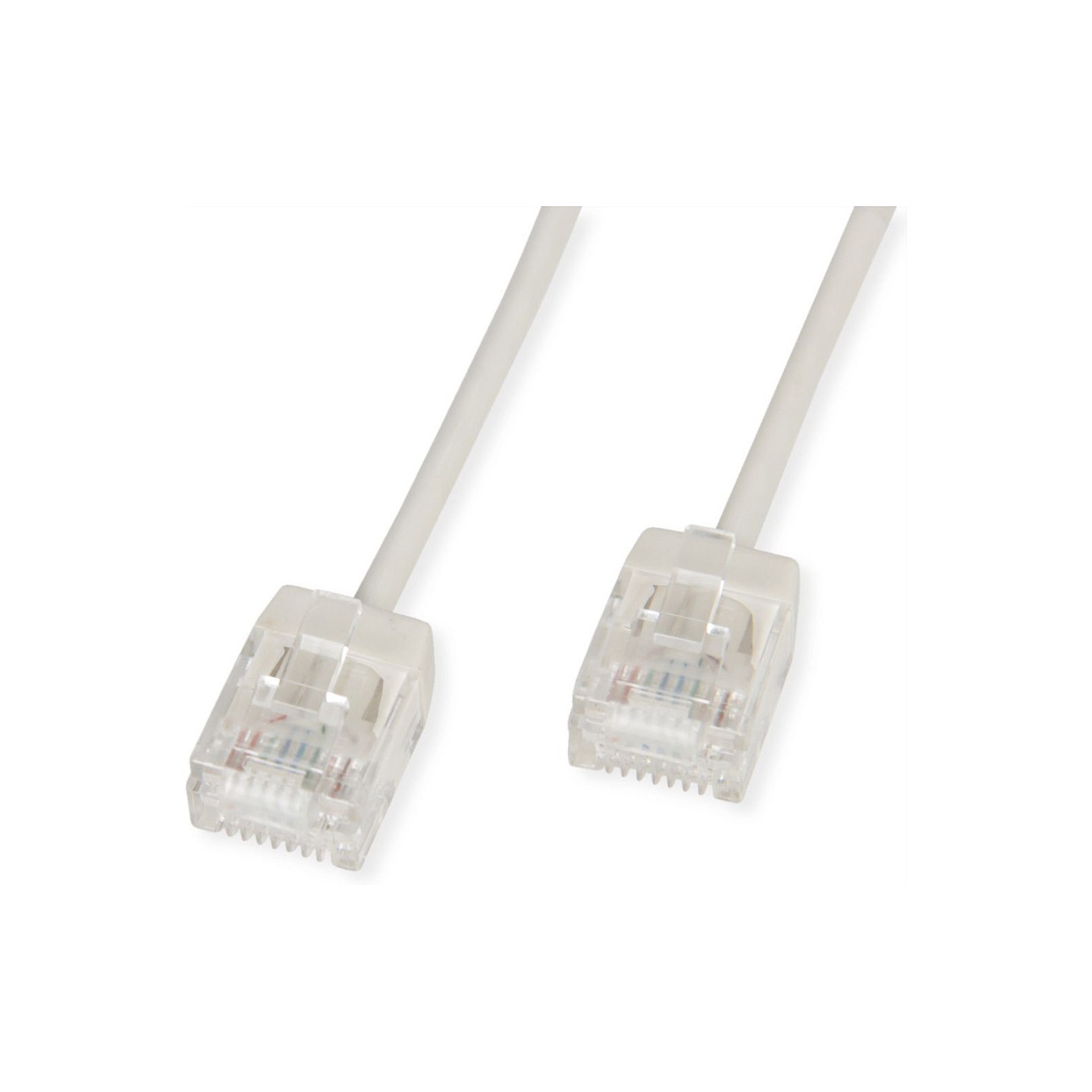 ROLINE UTP DataCenter Patchkabel Cat.6A (Class EA). LSOH. slim. extra kurzer Stecker. grau. 1 m