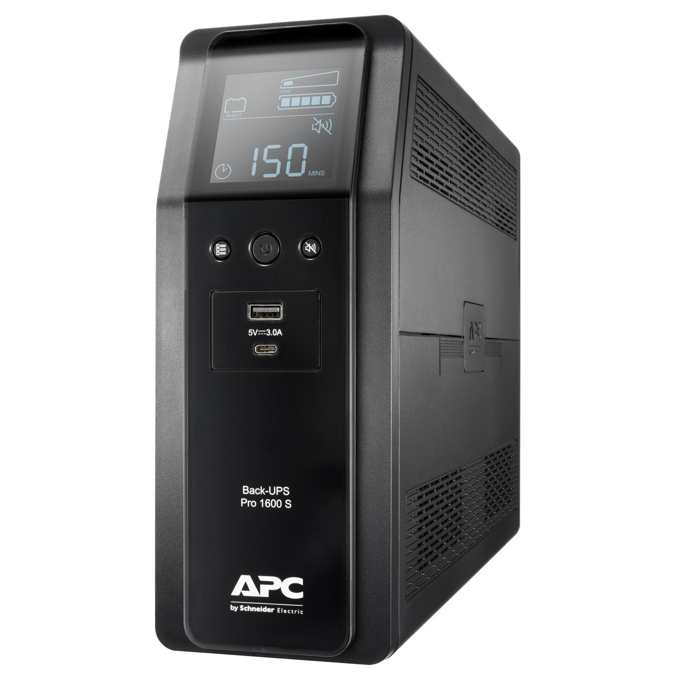 APC Back-UPS Pro BR1600SI - 1600VA (960W) Line-Interactive UPS, AVR, LCD, 8× IEC C13, USB-A/C, Black