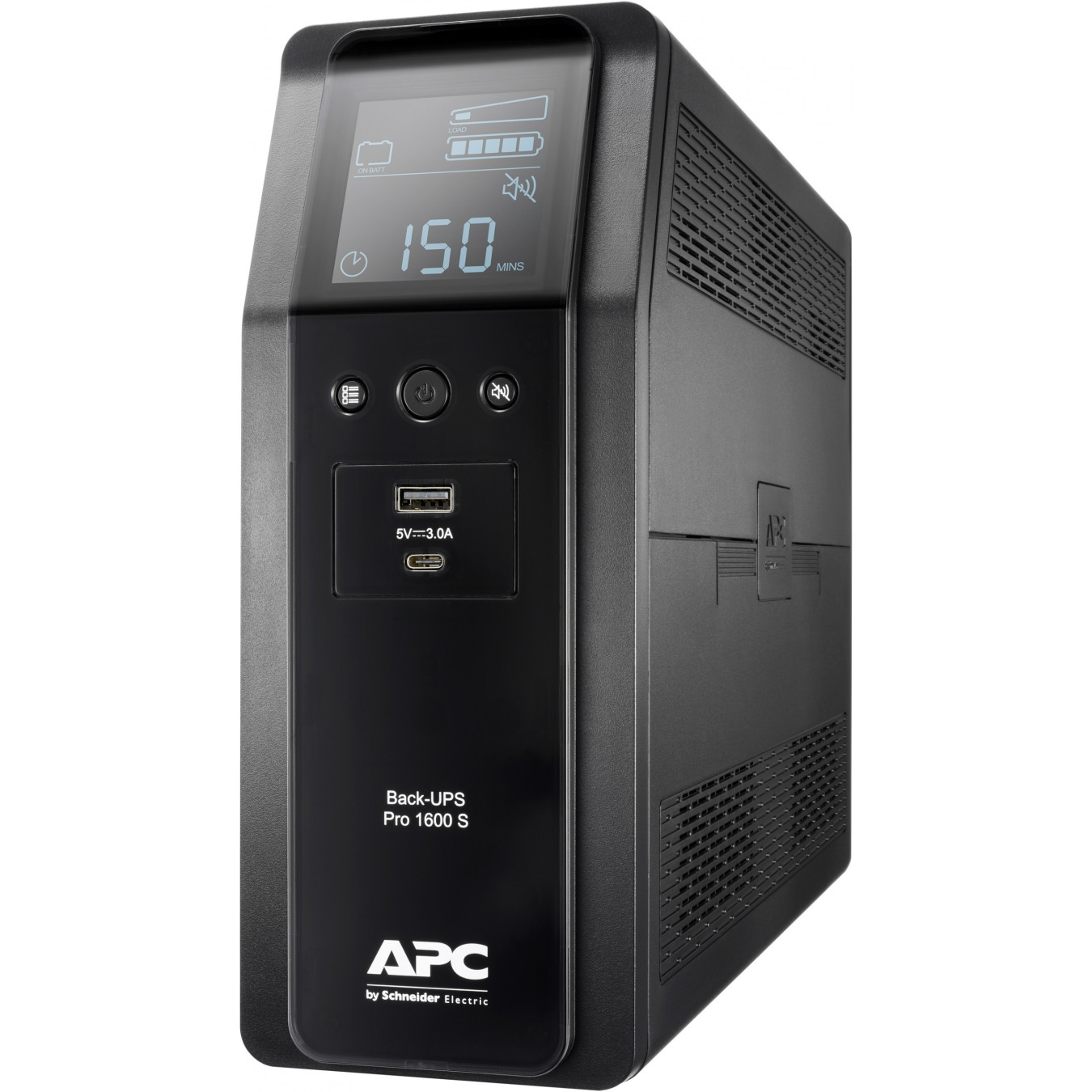 APC Back-UPS Pro BR1600SI - 1600VA (960W) Line-Interactive UPS, AVR, LCD, 8× IEC C13, USB-A/C, Black