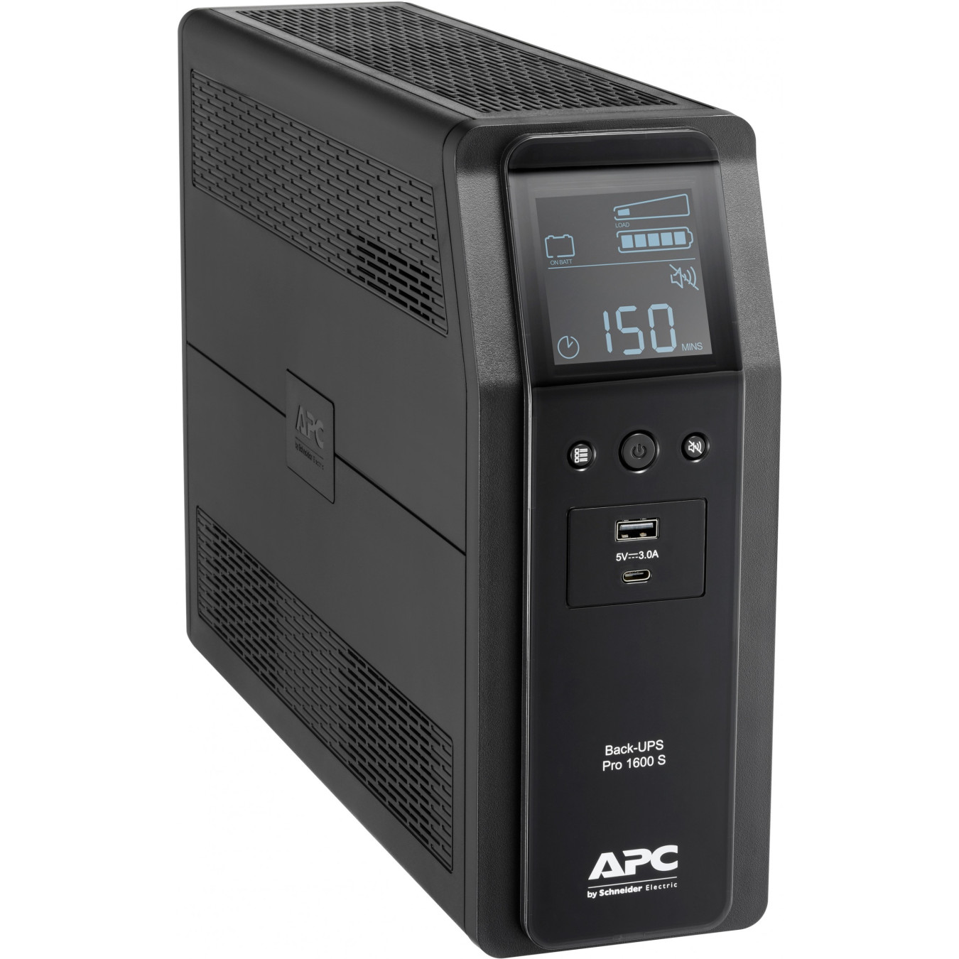 APC Back-UPS Pro BR1600SI - 1600VA (960W) Line-Interactive UPS, AVR, LCD, 8× IEC C13, USB-A/C, Black