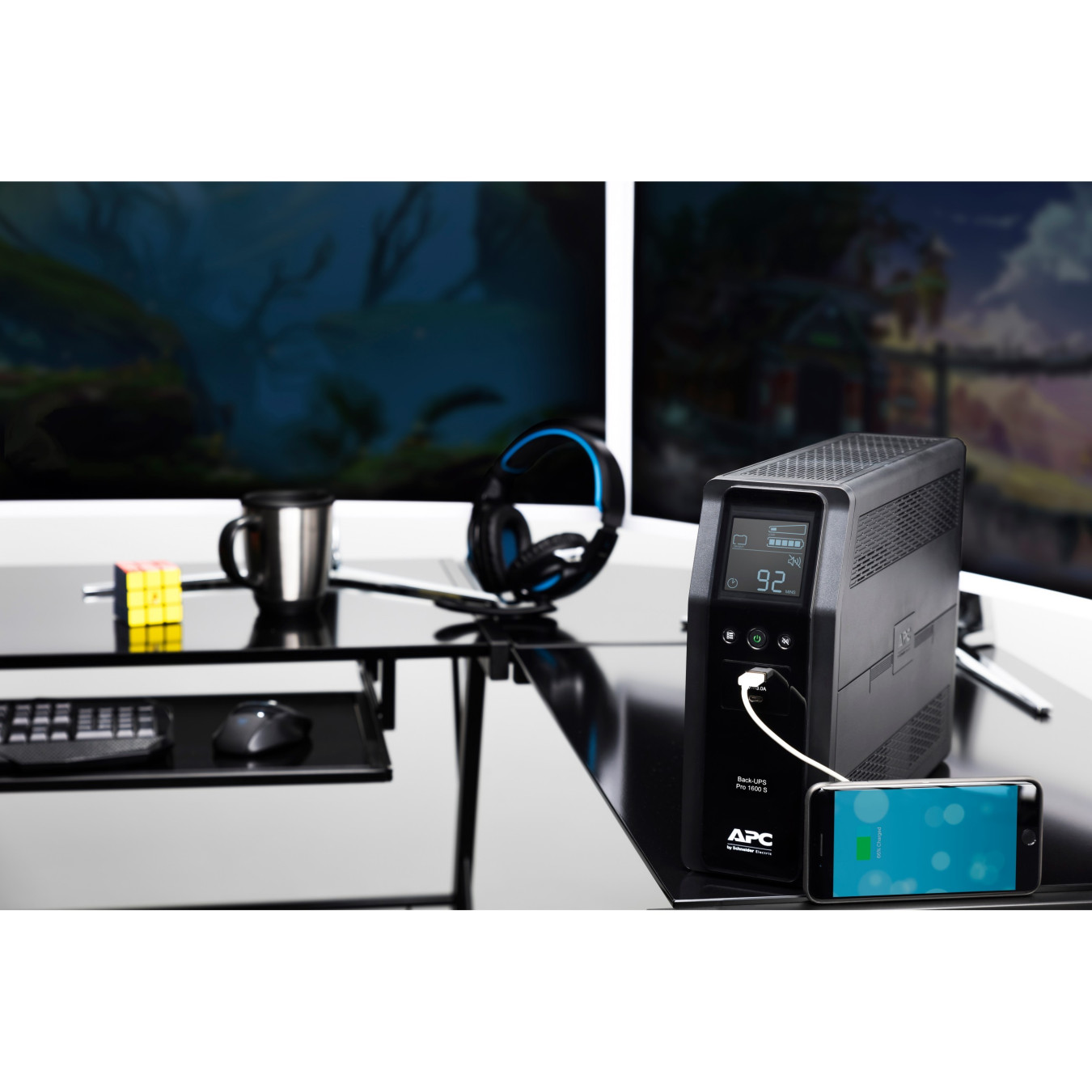 APC Back-UPS Pro BR1600SI - 1600VA (960W) Line-Interactive UPS, AVR, LCD, 8× IEC C13, USB-A/C, Black