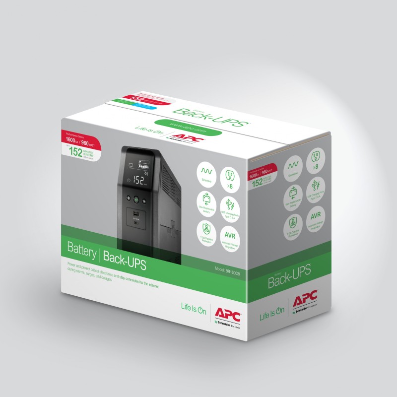 Buy APC Back-UPS Pro BR1600SI - 1600VA (960W) Line-Interactive UPS, AVR, LCD, 8?... in Cyprus, Nicosia, Limassol, Larnaka, Pafos