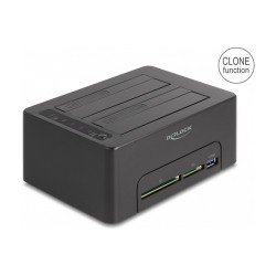 USB Dual Dockingstation für 2 x SATA HDD SSD mit Klon Funktion und Card Reader + zusätzlichem USB Port