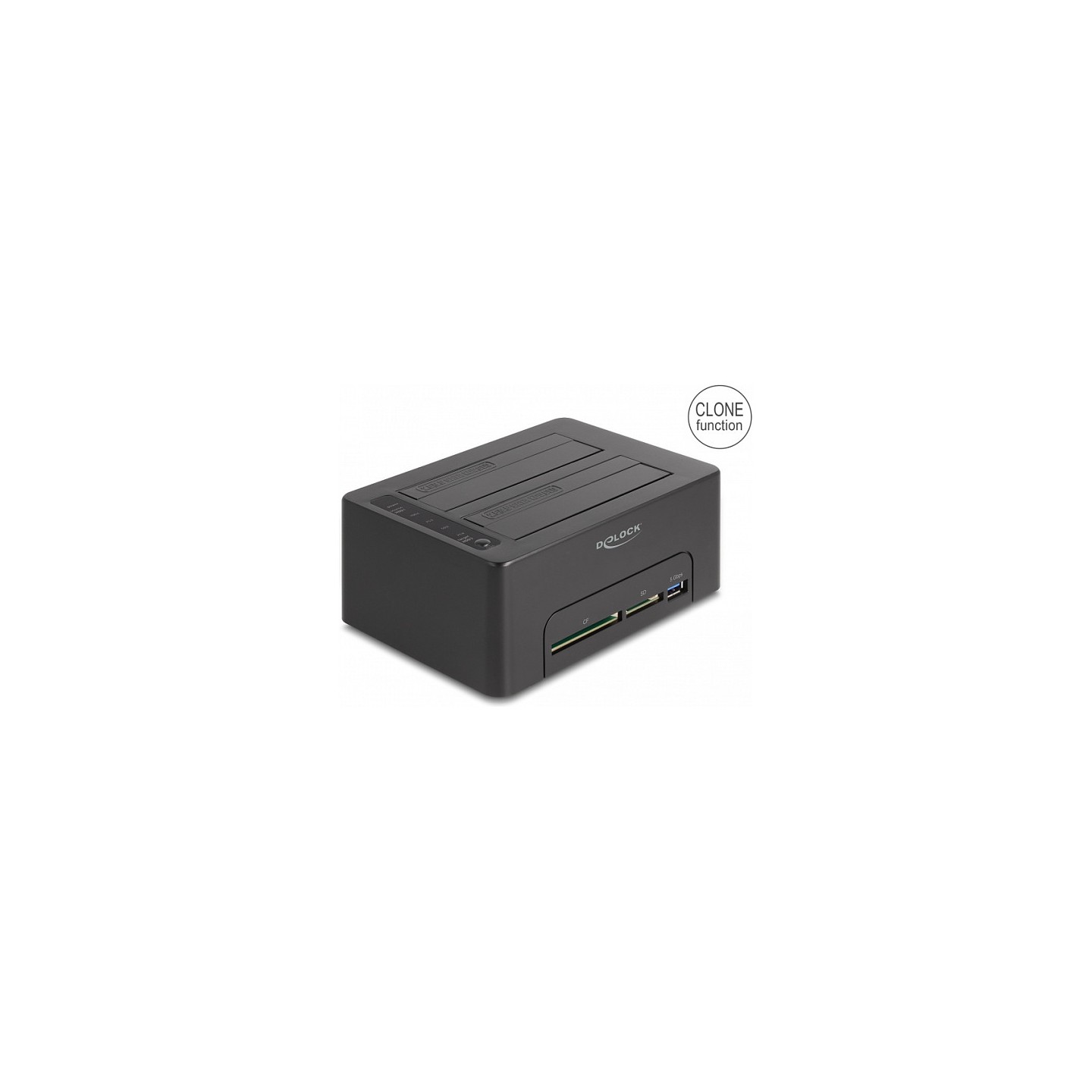 USB Dual Dockingstation für 2 x SATA HDD SSD mit Klon Funktion und Card Reader + zusätzlichem USB Port