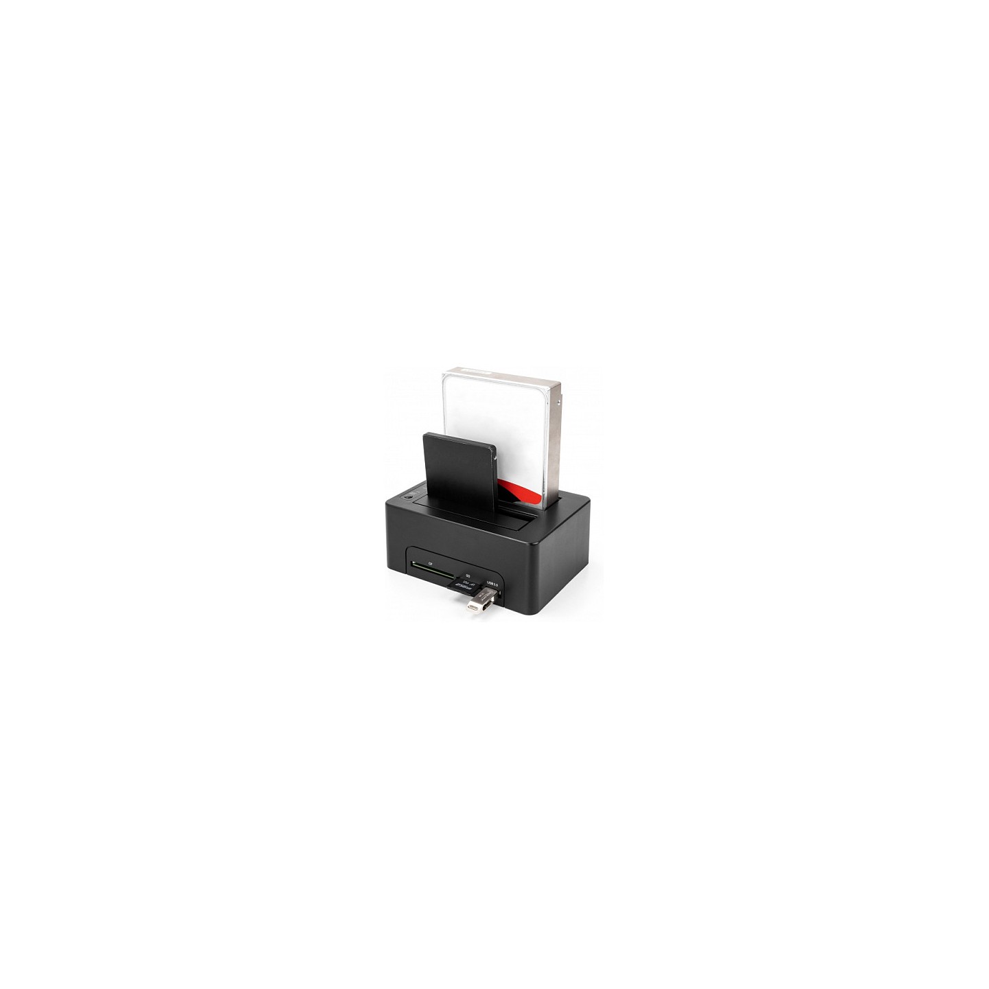 USB Dual Dockingstation für 2 x SATA HDD SSD mit Klon Funktion und Card Reader + zusätzlichem USB Port