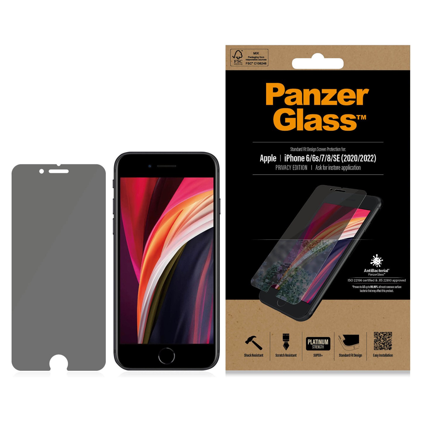 Project only PanzerGlass Privacy f. iPhone 6 7 8 SE 2020 22 — Buy in Cyprus with Fast Delivery