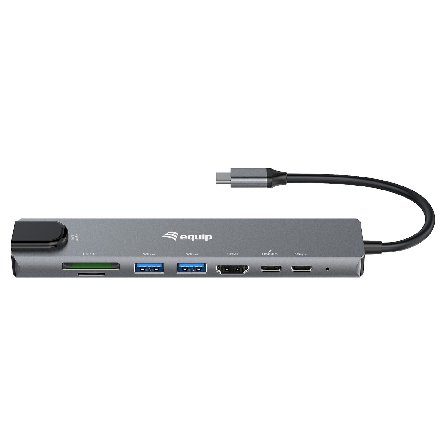 Equip Adapter USB-C - to HDMI.GbE.3xUSB3.2 Gen1.SD TF.PD 100W — Buy in Cyprus with Fast Delivery