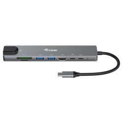 Equip Adapter USB-C - to HDMI.GbE.3xUSB3.2 Gen1.SD TF.PD 100W — Buy in Cyprus with Fast Delivery