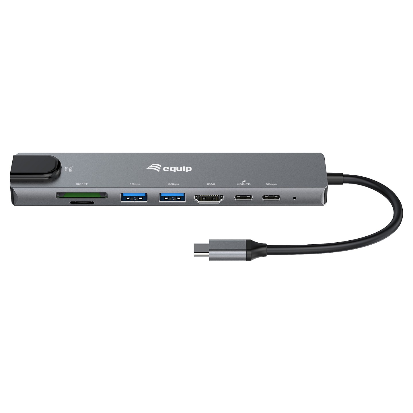 Equip Adapter USB-C - to HDMI.GbE.3xUSB3.2 Gen1.SD TF.PD 100W — Buy in Cyprus with Fast Delivery