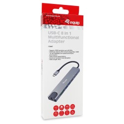 Equip Adapter USB-C - to HDMI.GbE.3xUSB3.2 Gen1.SD TF.PD 100W — Buy in Cyprus with Fast Delivery