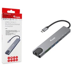 Equip Adapter USB-C - to HDMI.GbE.3xUSB3.2 Gen1.SD TF.PD 100W — Buy in Cyprus with Fast Delivery