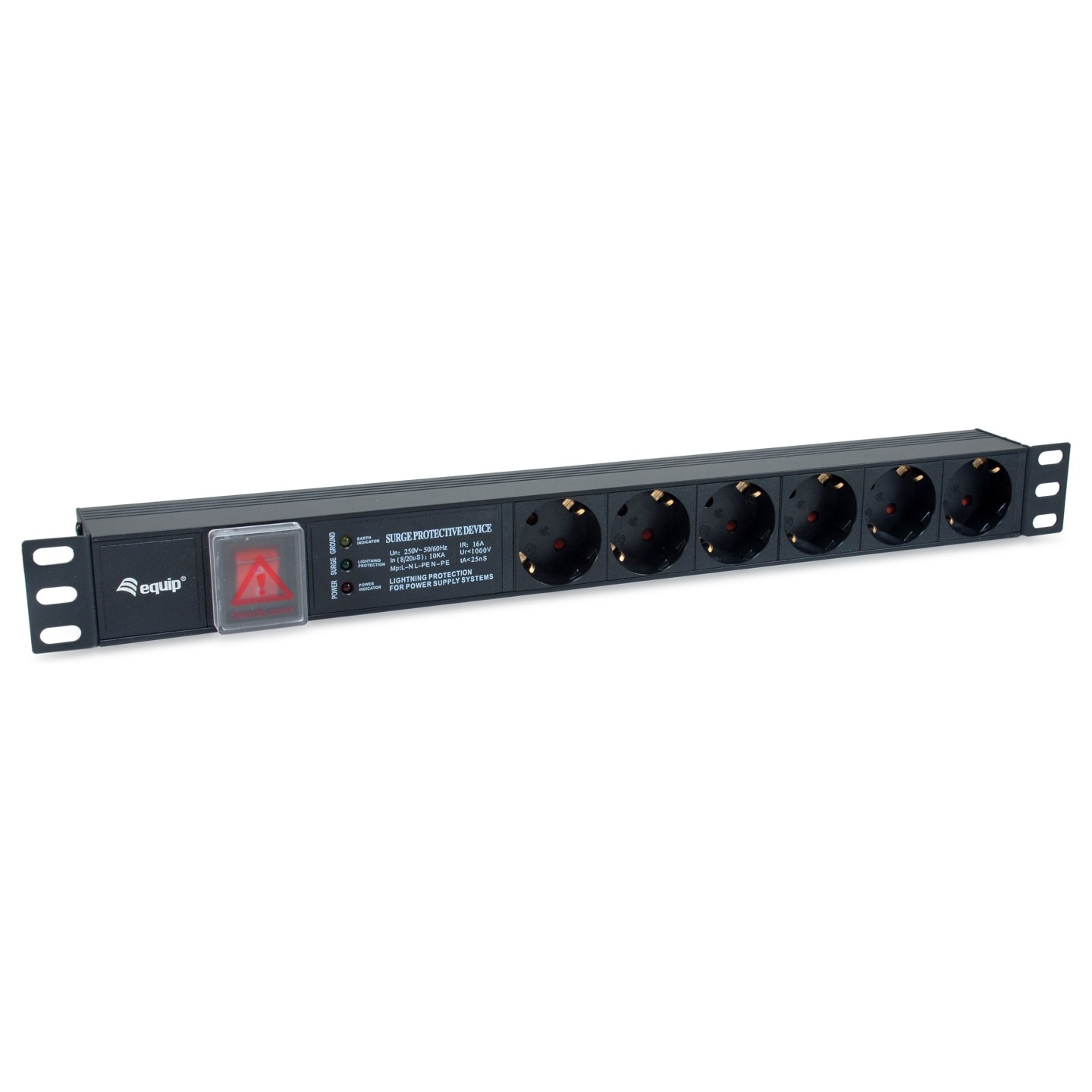Equip Steckdosenleiste 19'(1HE)6fach mit Schuko + Schalt Alu — Buy in Cyprus with Fast Delivery