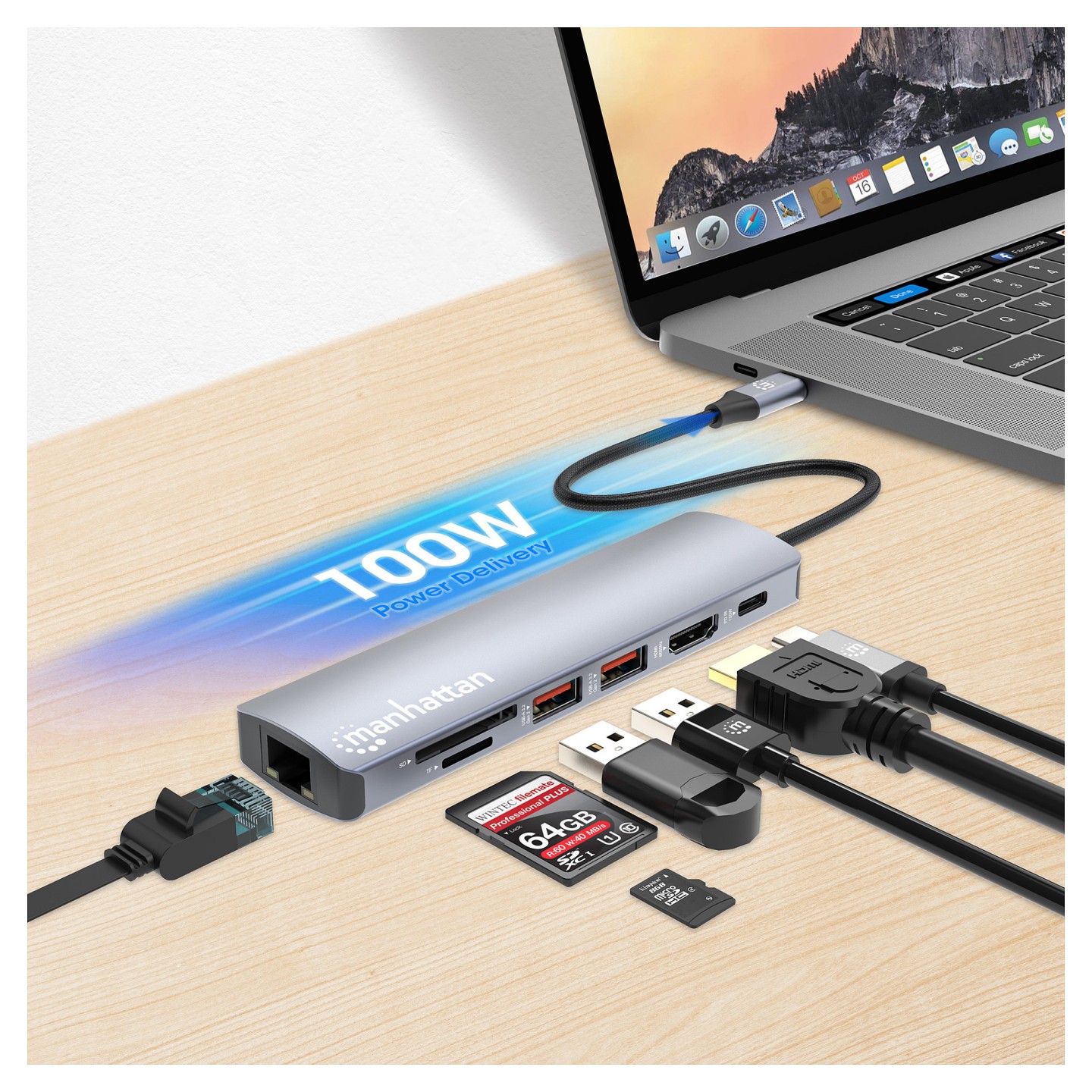 MANHATTAN 7-in-1 4K USB-C Dockingstation 1xHDMI 2xUSB 10Gb s — Buy in Cyprus with Fast Delivery