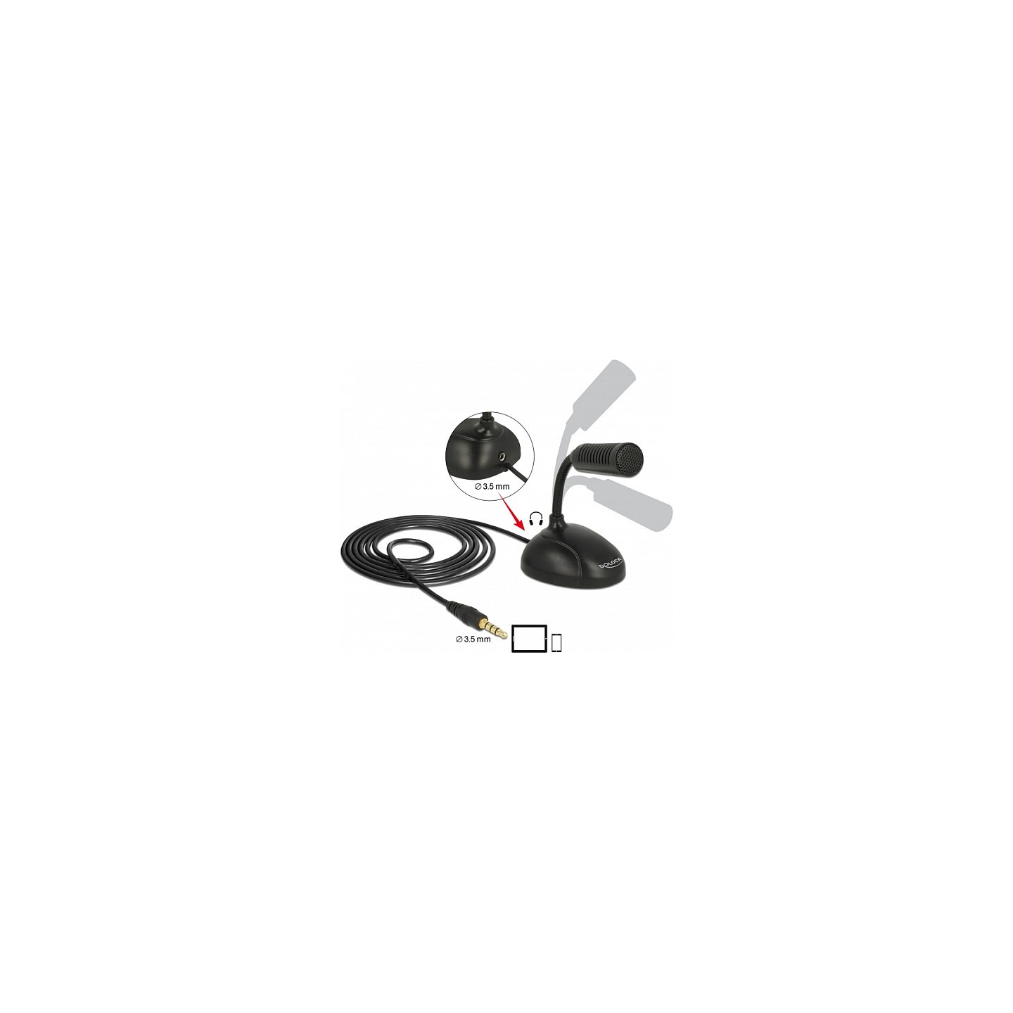 Kondensator Mikrofon Omnidirektional für Smartphone Tablet mit Schwanenhals 3.5 mm 4 Pin Klinkenstecker + 3.5 mm Klin...