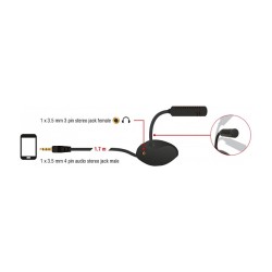 Kondensator Mikrofon Omnidirektional für Smartphone Tablet mit Schwanenhals 3.5 mm 4 Pin Klinkenstecker + 3.5 mm Klin...