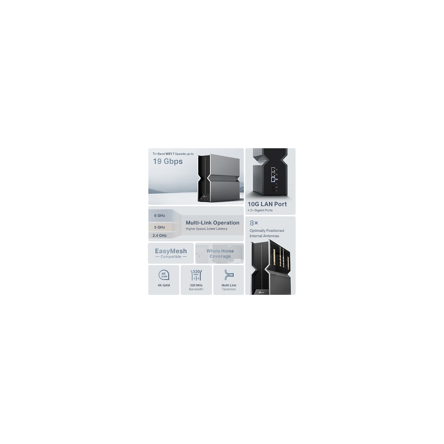 TP-Link RE800BE BE19000 Tri-Band Wi-Fi 7 Range Extender — Buy in Cyprus with Fast Delivery