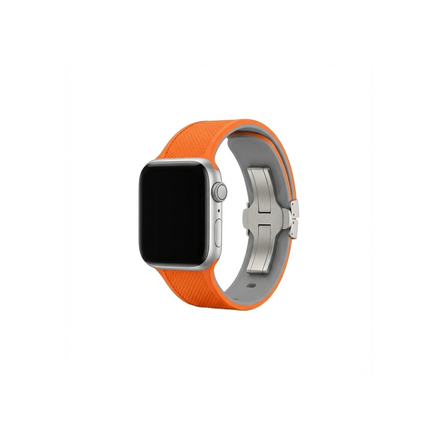 Premium Plus Armband für Apple Watch. Orange Grau. 40mm. 41mm. 38mm. 42mm (Series 10). GA-MAG-BNDA-PP-OGS