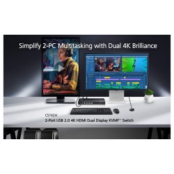 ATEN CS742H 2 Port USB 4K HDMI Dual Display KVM Switch — Buy in Cyprus with Fast Delivery