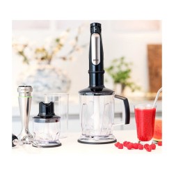 Houshold MultiQuick 7 Stabmixer MQ 7045X (schwarz edelstahl. 1.000 Watt. mit Eis-Crusher. Zerkleinerer. Schneebesen)