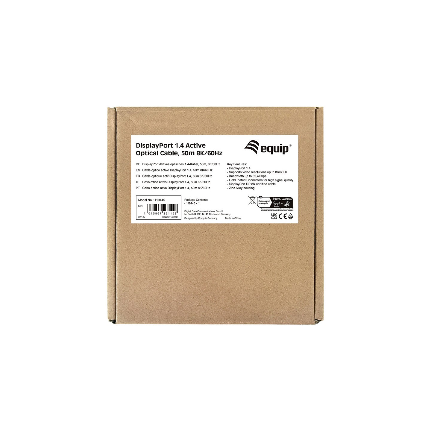 Equip DisplayPort 1.4 St St50.00m 8K 60Hz komp.HDCP schwarz — Buy in Cyprus with Fast Delivery