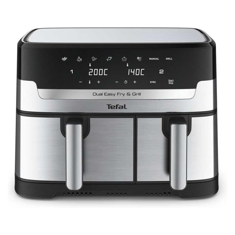 TEFAL Dual Easy Fry & Grill EY905D. Heißluftfritteuse. 8.3 l. Doppel. Edelstahl. Berührung. Eigenständig