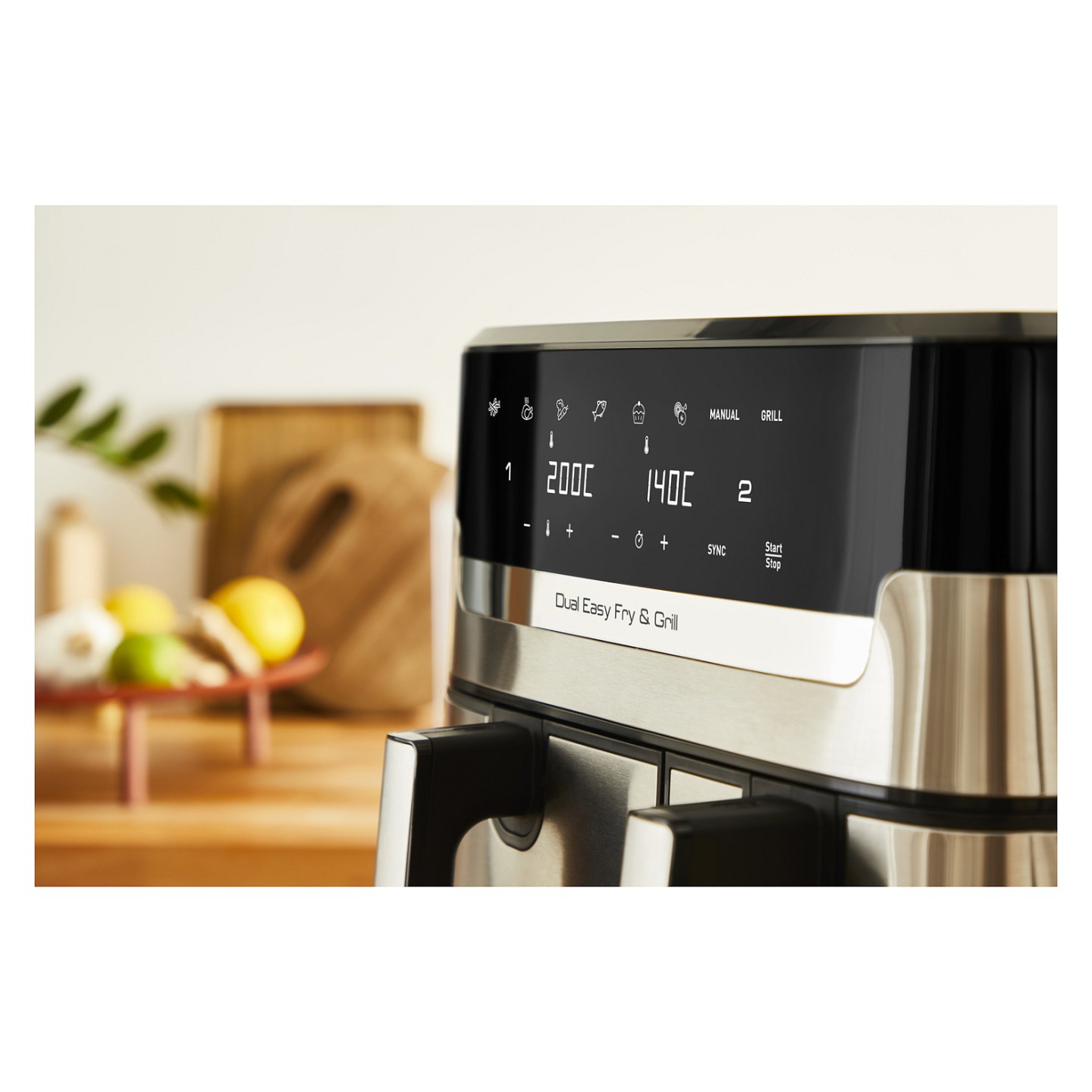 TEFAL Dual Easy Fry & Grill EY905D. Heißluftfritteuse. 8.3 l. Doppel. Edelstahl. Berührung. Eigenständig