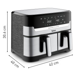 TEFAL Dual Easy Fry & Grill EY905D. Heißluftfritteuse. 8.3 l. Doppel. Edelstahl. Berührung. Eigenständig