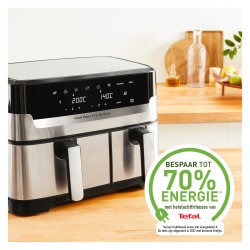 TEFAL Dual Easy Fry & Grill EY905D. Heißluftfritteuse. 8.3 l. Doppel. Edelstahl. Berührung. Eigenständig