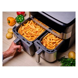 TEFAL Dual Easy Fry & Grill EY905D. Heißluftfritteuse. 8.3 l. Doppel. Edelstahl. Berührung. Eigenständig