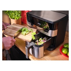 TEFAL Dual Easy Fry & Grill EY905D. Heißluftfritteuse. 8.3 l. Doppel. Edelstahl. Berührung. Eigenständig