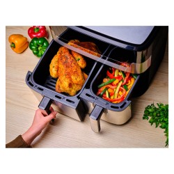 TEFAL Dual Easy Fry & Grill EY905D. Heißluftfritteuse. 8.3 l. Doppel. Edelstahl. Berührung. Eigenständig