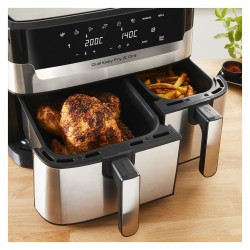 TEFAL Dual Easy Fry & Grill EY905D. Heißluftfritteuse. 8.3 l. Doppel. Edelstahl. Berührung. Eigenständig