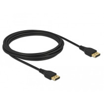 DELOCK DisplayPort Cable 2m DP 1.4 - Black, 2 m length, 8K@60Hz, 32.4 Gbit/s, Gold-Plated, No Latch