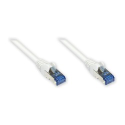 GoodConnections Patchkabel mit Rastnasenschutz. Cat. 6A. S FTP. PiMF. halogenfrei. 500MHz. weiß. 0.25m.