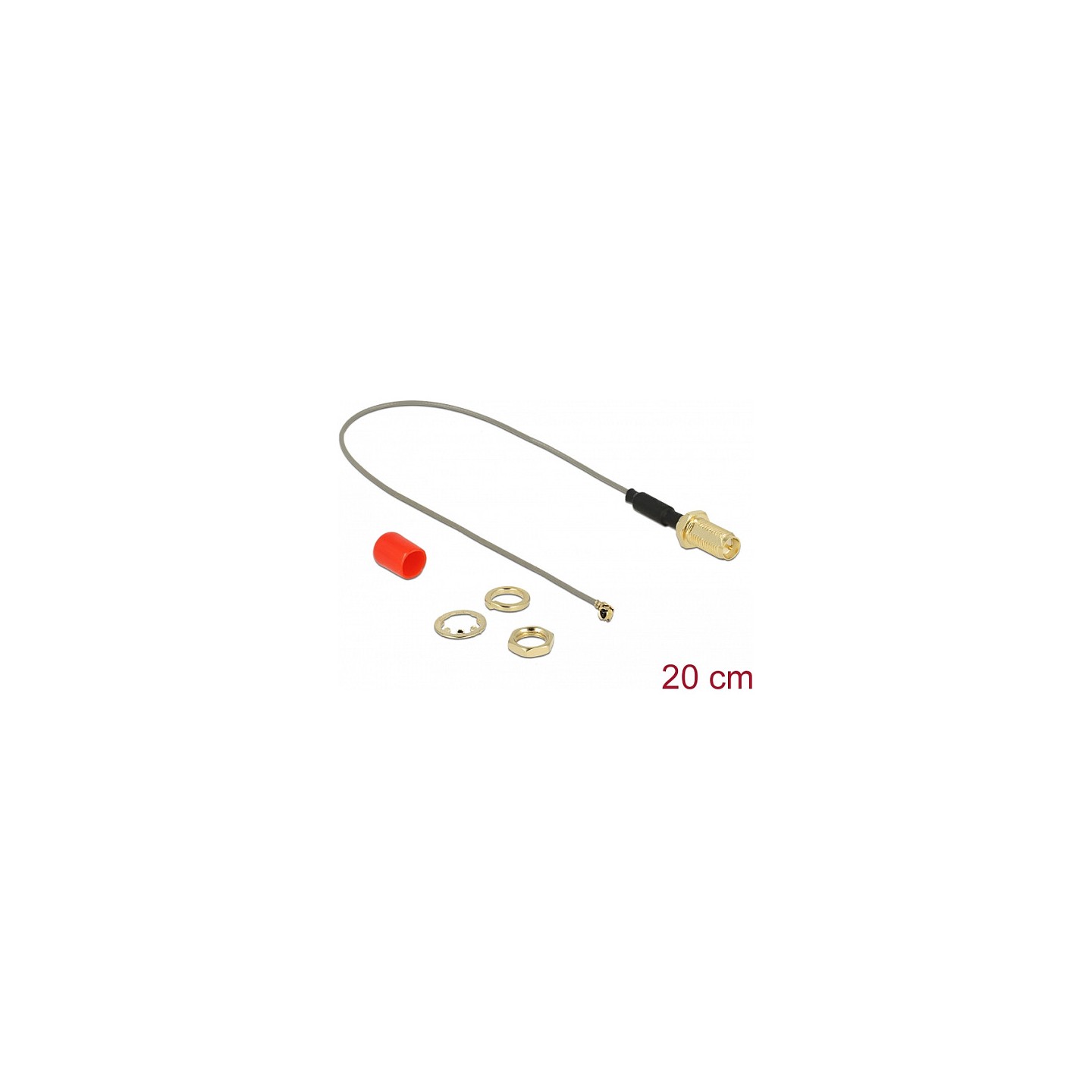 DELOCK Antennenkabel RP-SMA Buchse zum Einbau Ferritkern zu I-PEX Inc. MHF I Stecker 1.13 20cm Gewindelnge 10mm