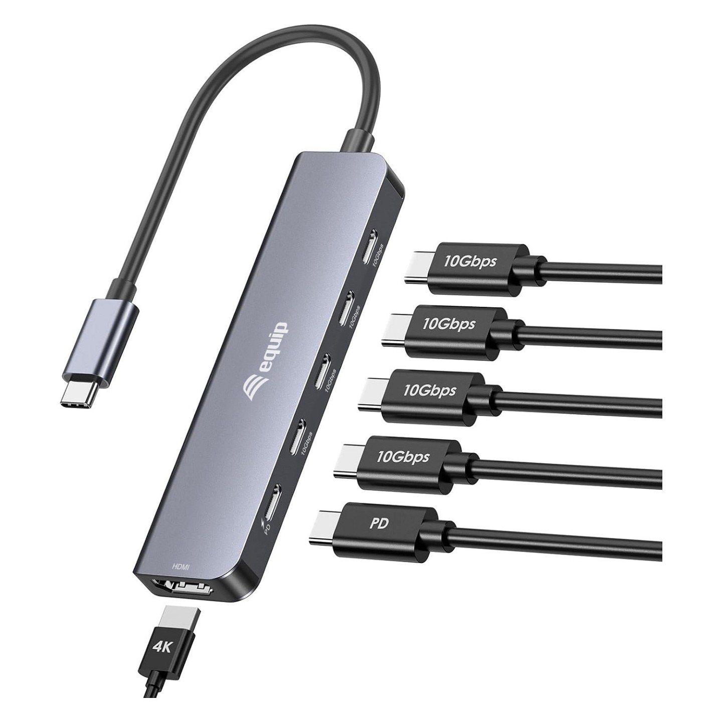 Equip Adapter USB-C- to HDMI 3xUSB-C USB PD 4K 60Hz 0.25m Alu. — Buy in Cyprus with Fast Delivery