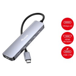 Equip Adapter USB-C- to HDMI 3xUSB-C USB PD 4K 60Hz 0.25m Alu. — Buy in Cyprus with Fast Delivery