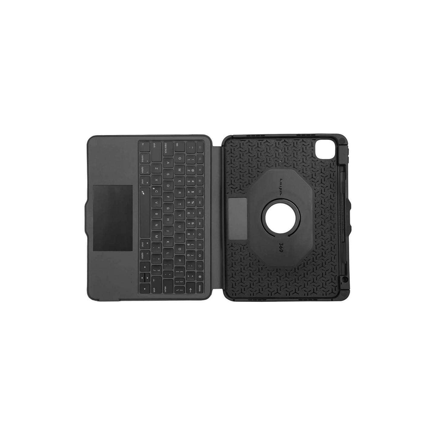 TARGUS Versavu - Tastatur und Foliohlle - hinterleuchtet - kabellos - Bluetooth 5.0 - QWERTY - Spanisch - Schwarz