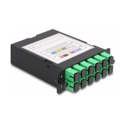 LWL HD (High Density) Kassette MPO Stecker zu 12 x SC Simplex Buchse. 12 Fasern. Singlemode. Polarität A. 9 125 μm