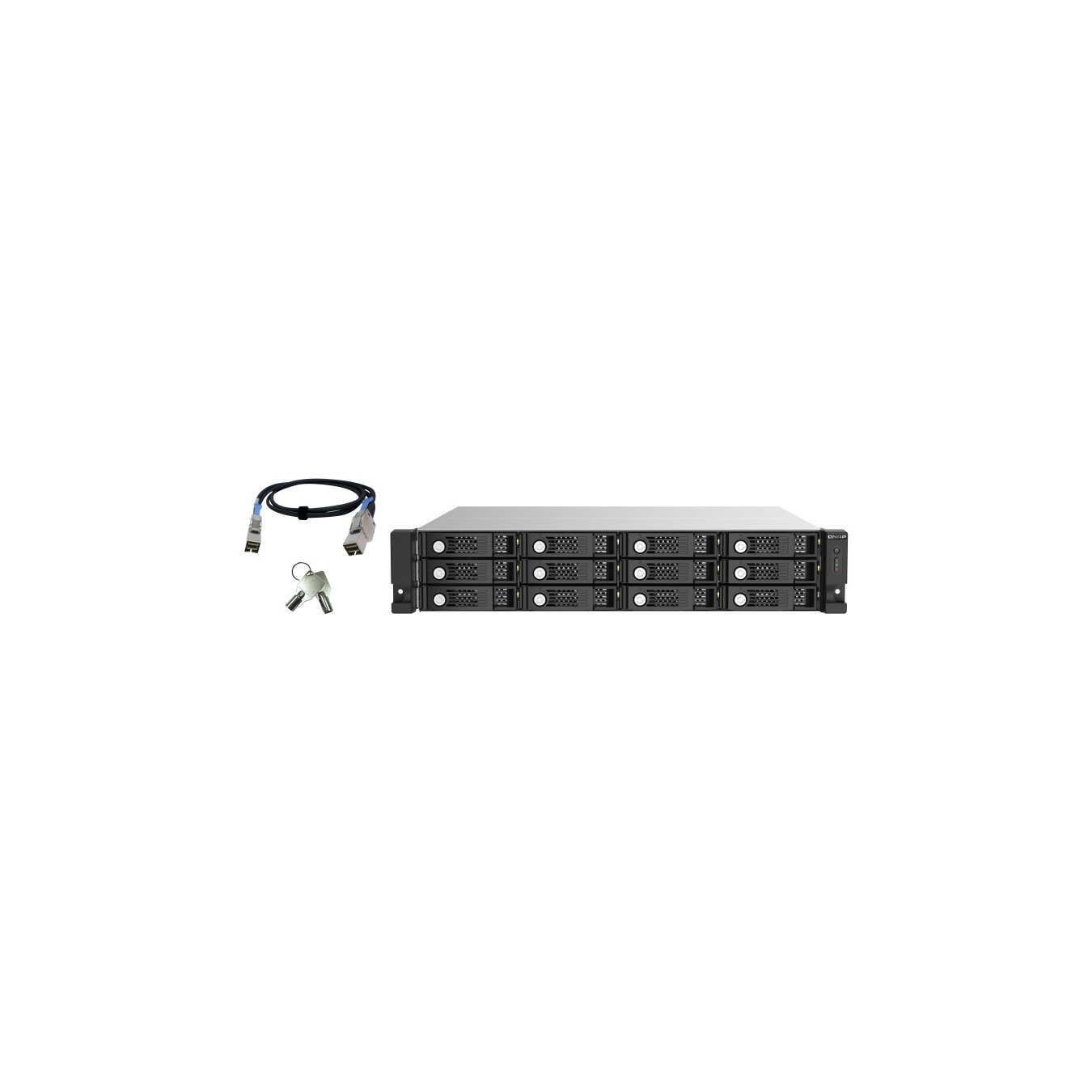 QNAP TL-R1220SEP-RP - 12-bay 2U SAS/SATA JBOD Expansion Enclosure - Black/Grey, 12Gbps Mini-SAS HD