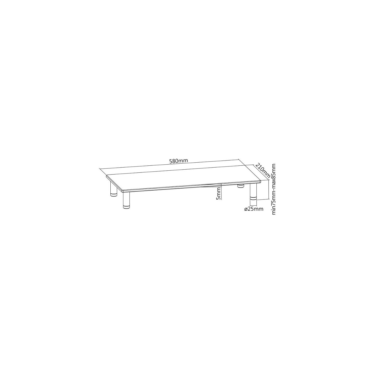 ROLINE Hhenverstellbarer Glas-Monitor-Stnder rechteckig. bis 20 kg — Buy in Cyprus with Fast Delivery