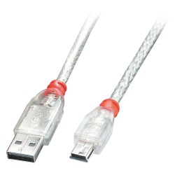 LINDY USB 2.0 Kabel Typ A Mini-B transparent M M 2m — Buy in Cyprus with Fast Delivery