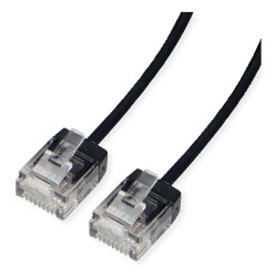 ROLINE UTP DataCenter Patchkabel Cat.6A (Class EA). LSOH. slim. extra kurzer Stecker. schwarz. 0.5 m